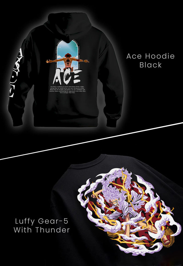 Onepiece Bundle - Ace Hoodie and Luffy Oversize Tshirt